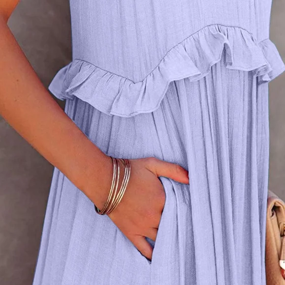 Ruffle Radiance Sleeveless Maxi - Lilac - Picture 4 of 6